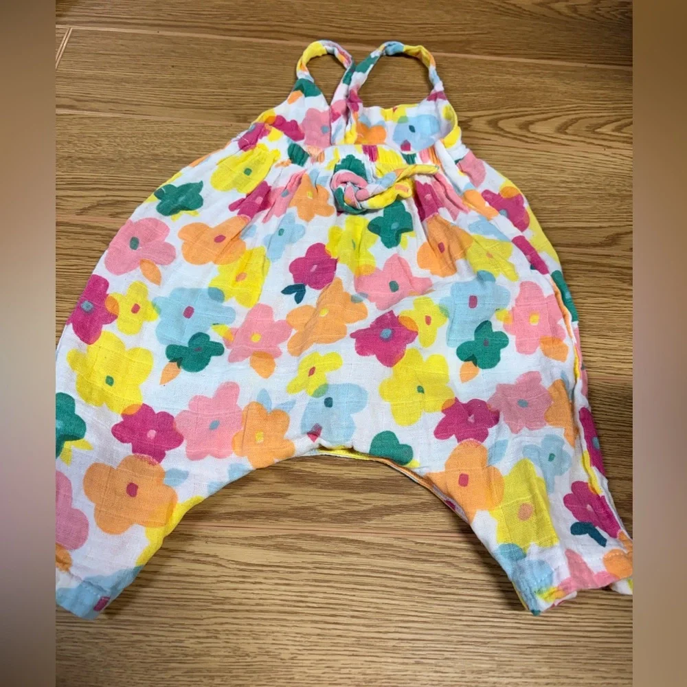 Angel Dear Organic Cotton Muslin Floral Romper 3-6M